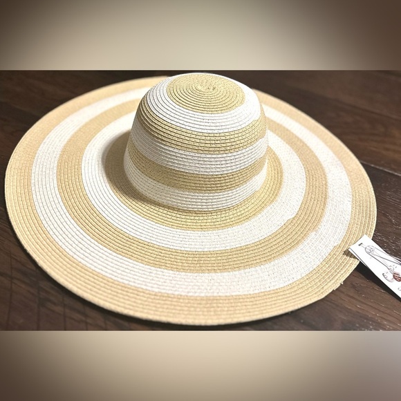 ‼️RARE‼️🎸SHADE & SHORE🎸🔥NWT🔥Striped Packable Straw Sun Hat - Picture 13 of 13